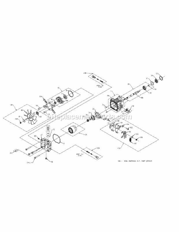Hydraulic Pump Rh Diagram and Parts List for M54-KW 53AI8CT4050 Cub Cadet Sprayer